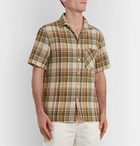 Mr P. - Convertible-Collar Checked Cotton Shirt - Neutrals