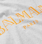 Balmain - Slim-Fit Logo-Print Mélange Cotton-Jersey T-Shirt - Men - Gray