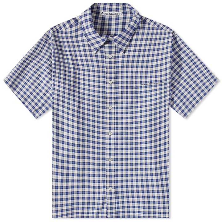 Photo: Acne Studios Men's Sambler Short Sleeve Check Shirt in Blue/White