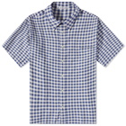Acne Studios Men's Sambler Short Sleeve Check Shirt in Blue/White