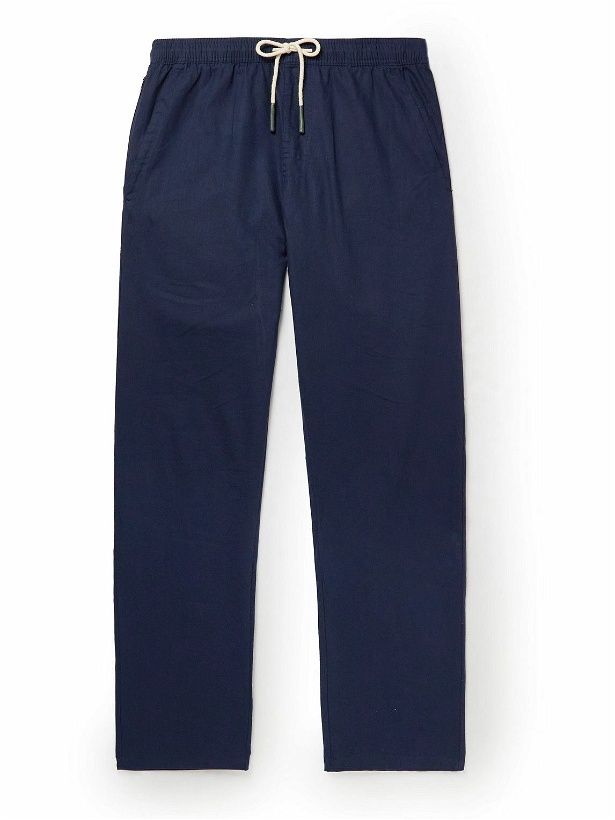 Photo: OAS - Straight-Leg Linen and Cotton-Blend Drawstring Trousers - Blue