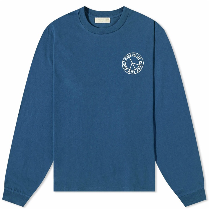 Photo: Museum of Peace and Quiet Men's Long Sleeve Badge T-Shirt in Navy