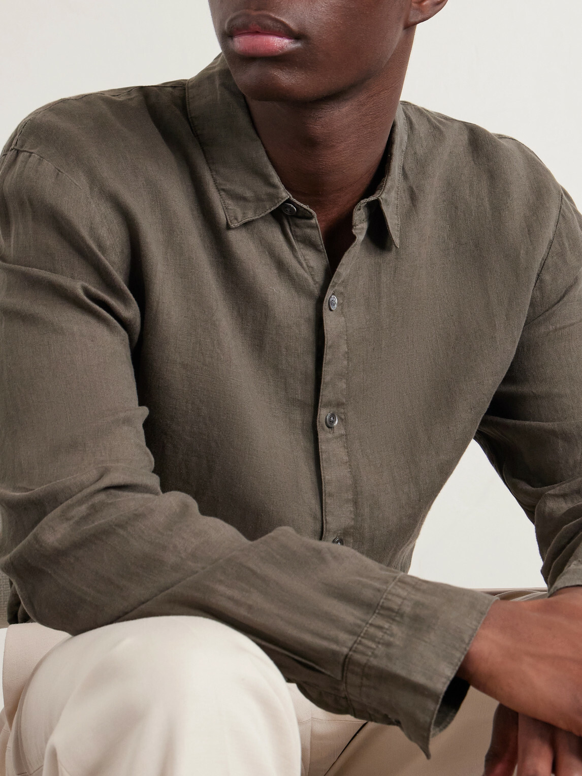 James Perse - Garment-Dyed Linen Shirt - Green