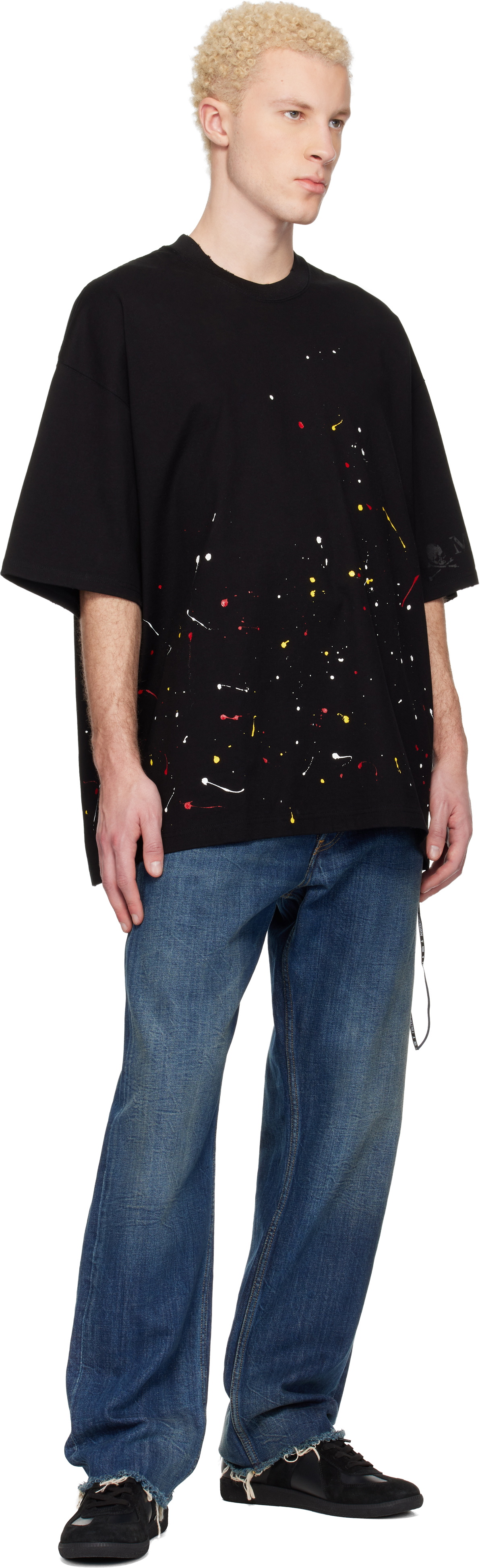 MASTERMIND WORLD Black MW Distressed SS T-shirt