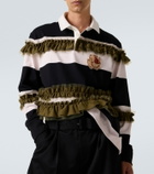 Simone Rocha Ruffled striped cotton polo shirt