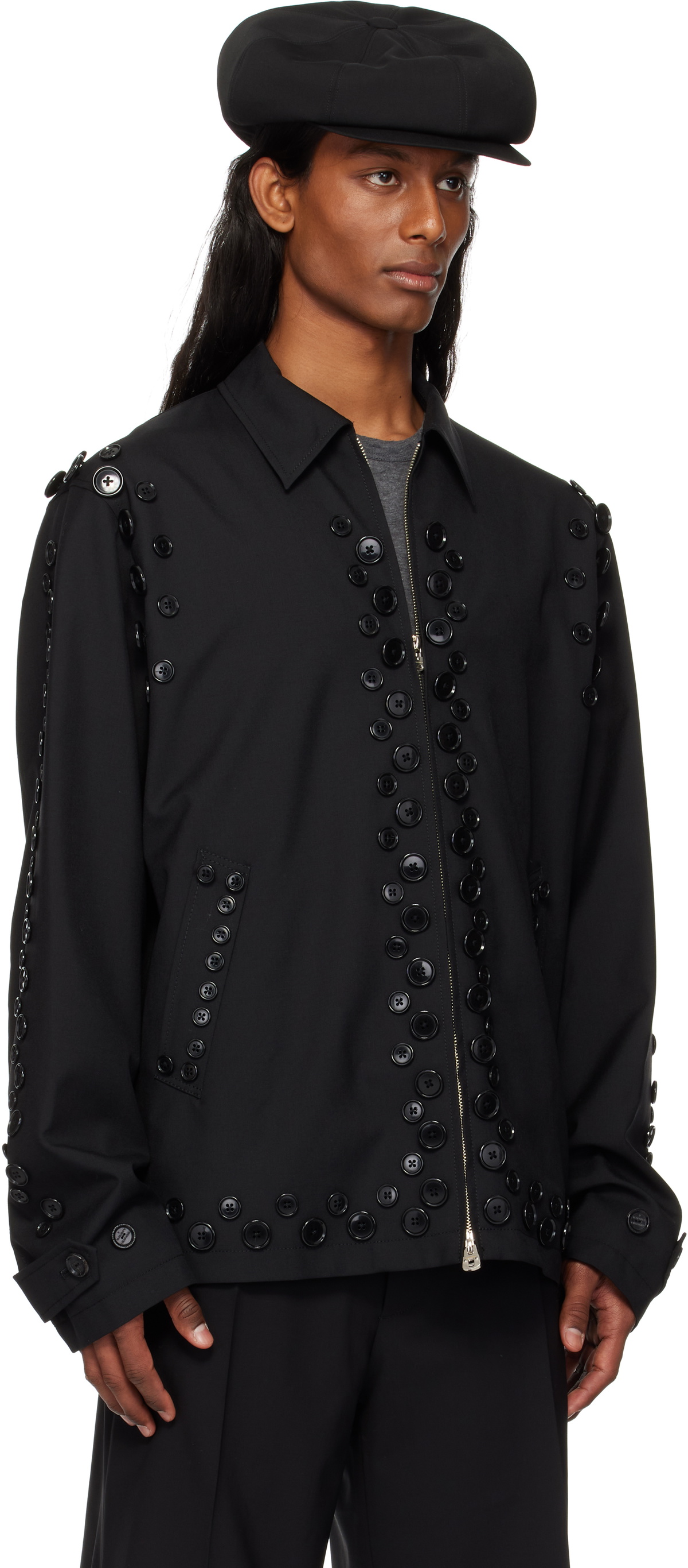 希少:25SS TheSoloist.zip up brit jack TAKAHIROMIYASHITA TheSoloist. Black Zip Up Brit Jacket