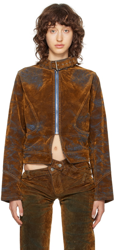 Photo: Masha Popova Brown Flocked Denim Jacket