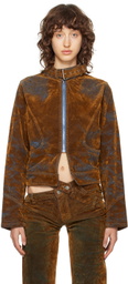 Masha Popova Brown Flocked Denim Jacket