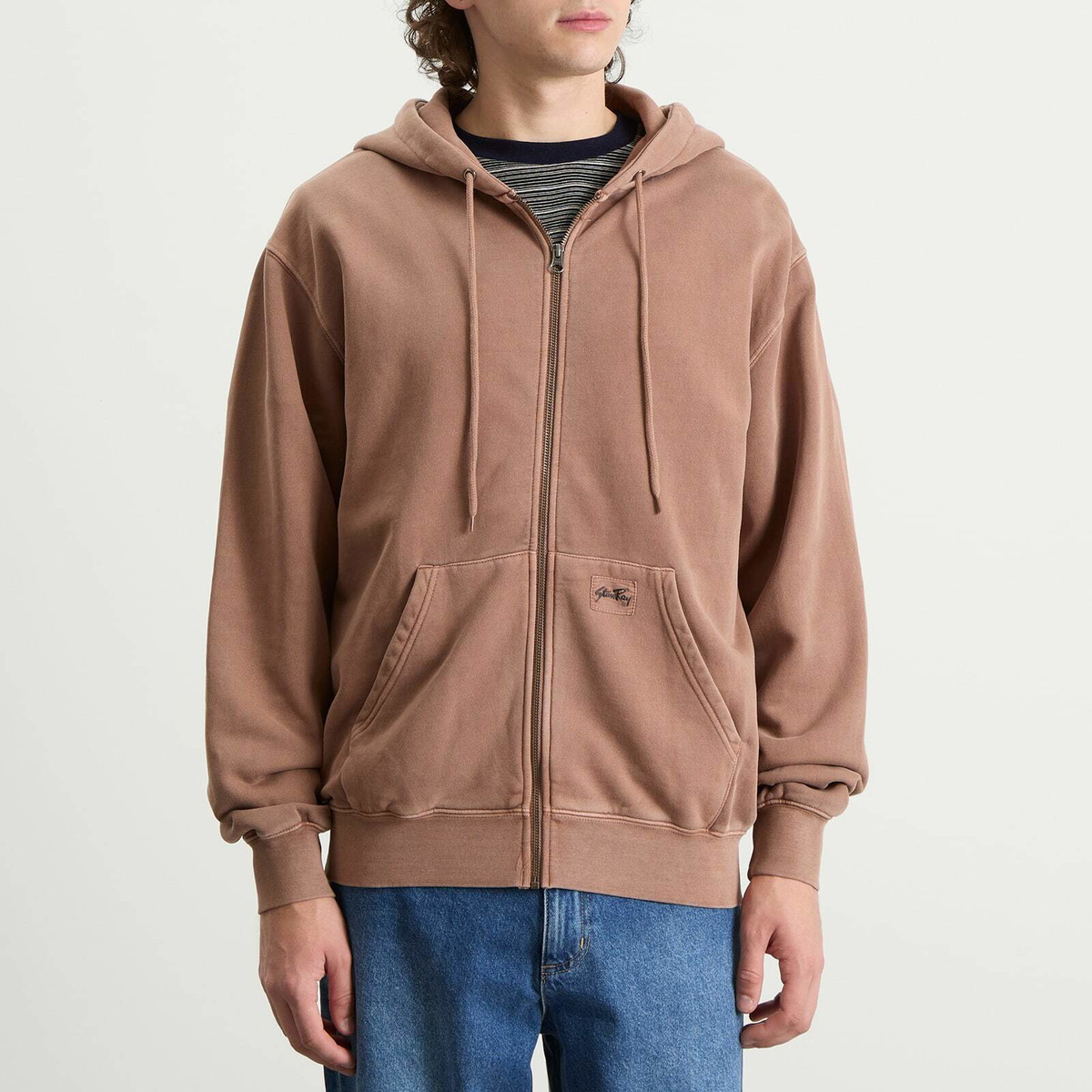 Stan Ray Men's Patch Zip Hoodie in Washed Acorn