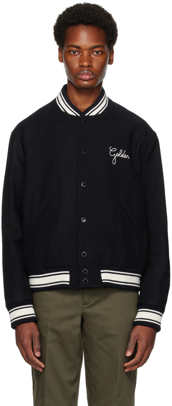 Golden Goose Navy Press-Stud Bomber Jacket Golden Goose Deluxe Brand