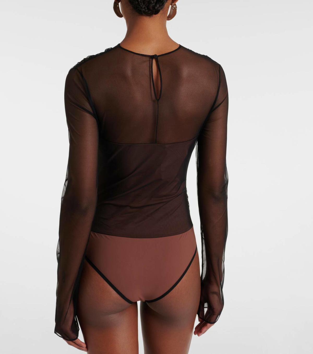 Nensi Dojaka Renee draped tulle bodysuit