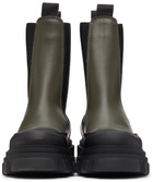 GANNI Khaki Leather Mid-Calf Boots