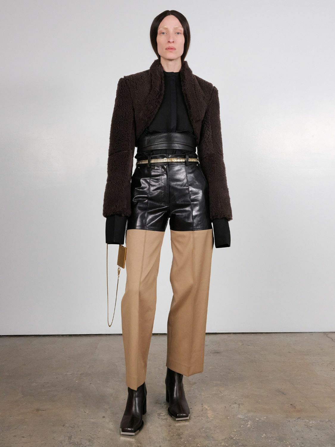 PETER DO Leather & Canvas Cropped Pants
