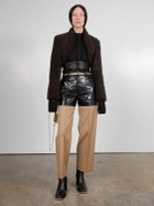 PETER DO Leather & Canvas Cropped Pants