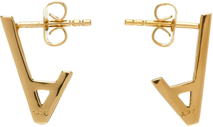 Photo: A.P.C. Gold Mini Logo A Earrings