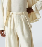 King & Tuckfield Deep Fold wool wide-leg pants