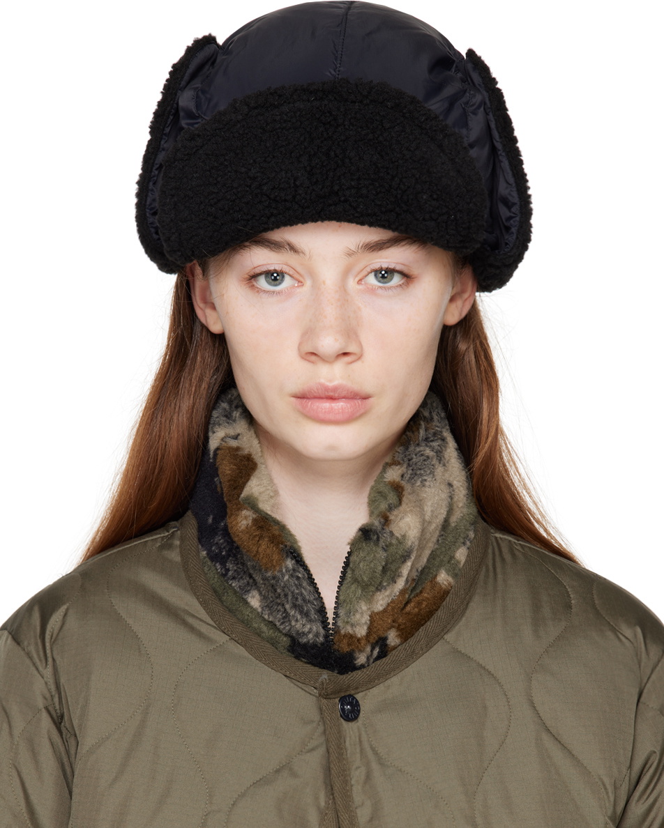 TAION Black Reversible Boa Down Cap