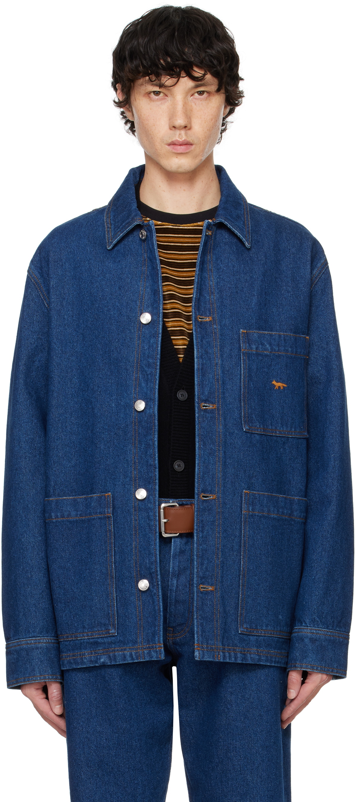 Maison Kitsuné Black Cafe Denim Jacket Maison Kitsune