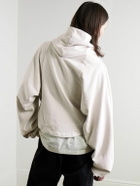 RRR123 - Cropped Embroidered Cotton-Jersey Hoodie - White
