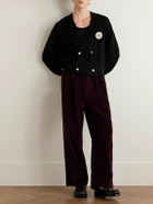 BODE - Double-Breasted Logo-Appliquéd Cotton Cardigan - Black