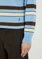 JW Anderson Striped Knit Polo Shirt Blue
