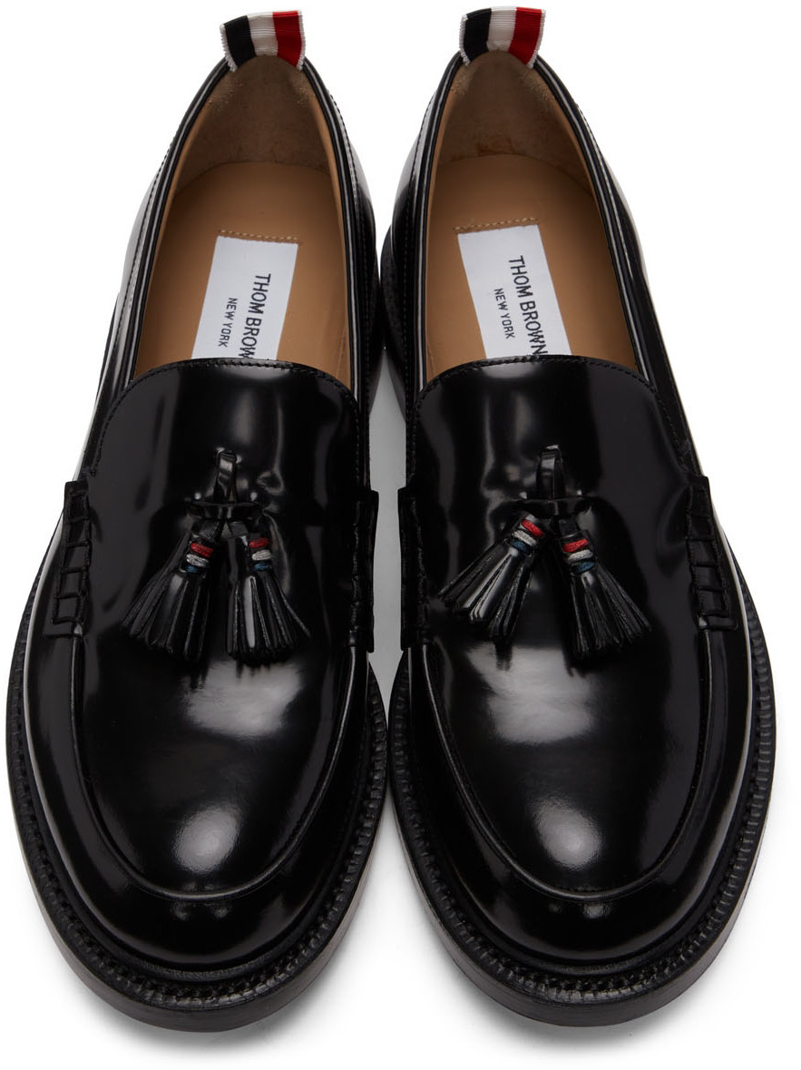 【関税込み】thom browne TASSEL LOAFERS Thom Browne Black Tassel Loafers Thom Browne