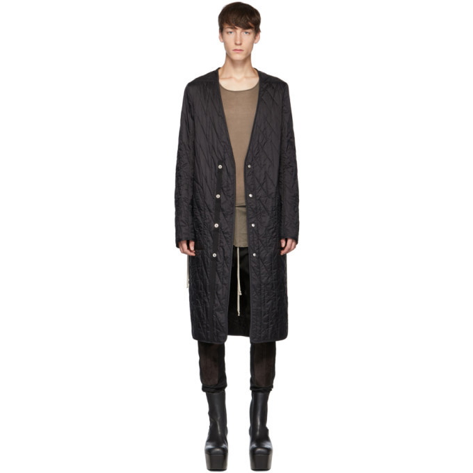 Photo: Rick Owens Black Long Quilted Liner Coat