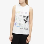 The Open Product Women's Pet Drawing Sleeveless Tank Vest in White