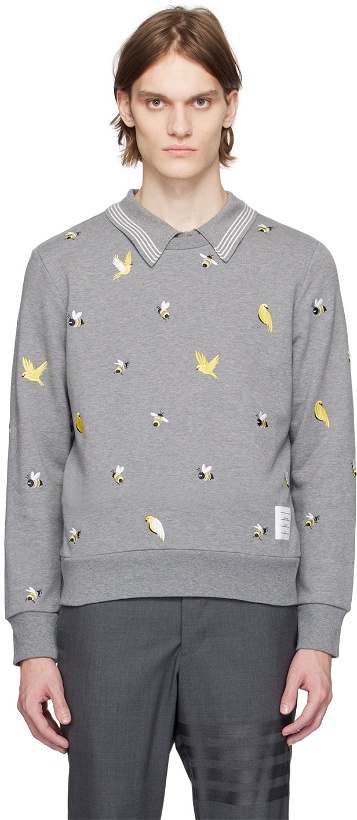 Photo: Thom Browne Gray Birds & Bees Sweatshirt