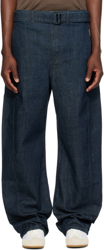 Photo: LEMAIRE Blue Twisted Belted Jeans