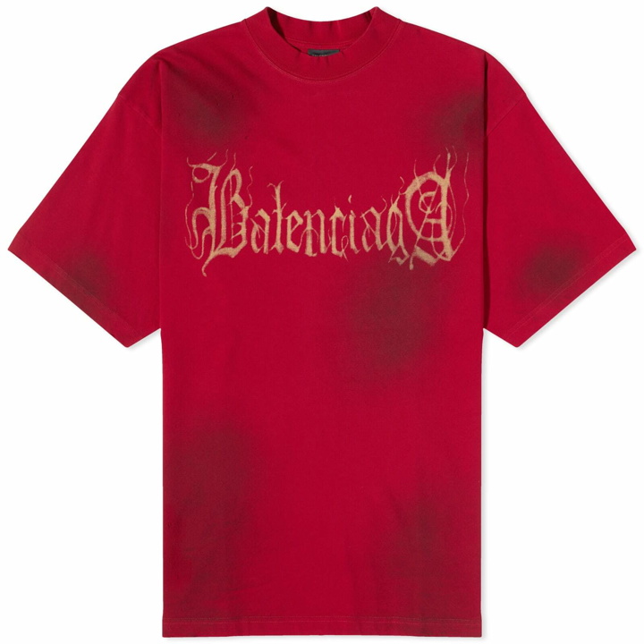 Photo: Balenciaga Men's Metal Logo T-Shirt in Red