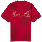 Balenciaga Men's Metal Logo T-Shirt in Red