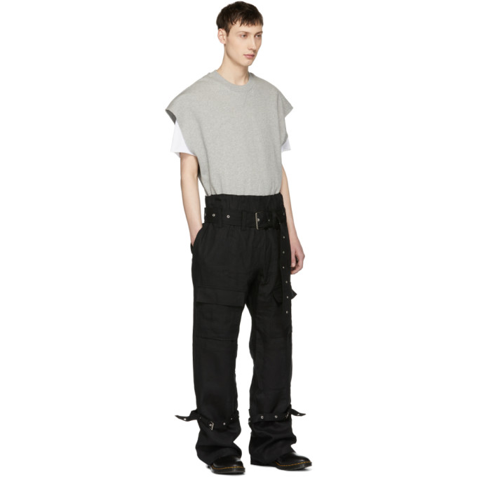 Marques Almeida Black Linen Cargo Pants