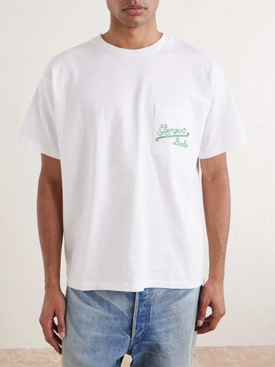 BODE - Geneva Bead-Embellished Cotton-Jersey T-Shirt - Neutrals