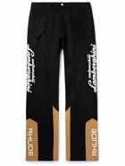 Rhude - Lamborghini Printed Panelled Straight-Leg Cotton-Twill Trousers - Black
