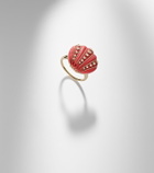 Yvonne Léon Coquillage Corail 9kt ring with diamonds and coral