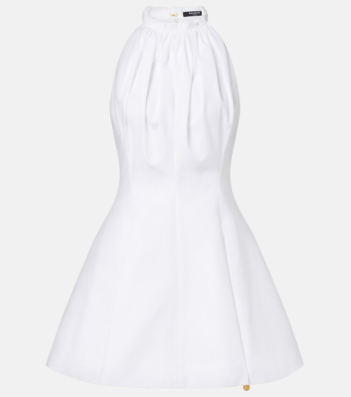 Balmain Ruched cotton poplin minidress
