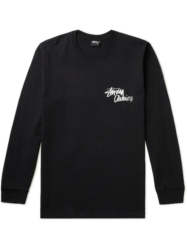 Photo: STÜSSY - Slim-Fit Printed Cotton-Jersey T-Shirt - Black