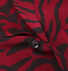 SAINT LAURENT - Camp-Collar Zebra-Print Silk Crepe de Chine Shirt - Red