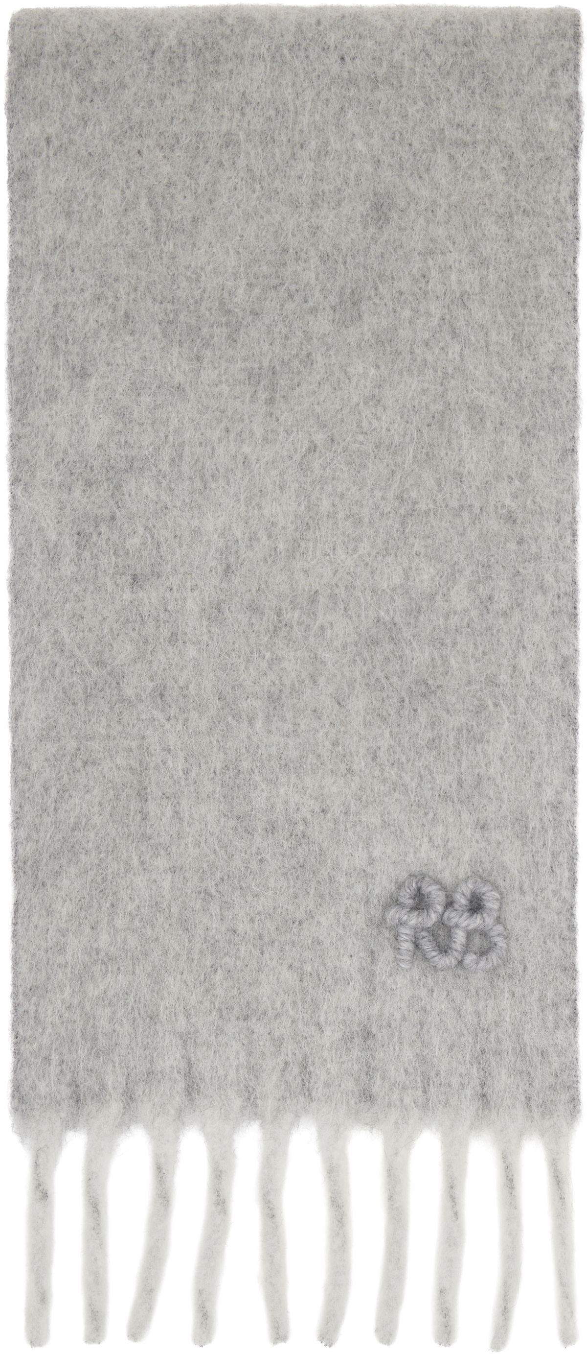 Ruslan Baginskiy Gray Fringed Alpaca-Blend Mid Scarf