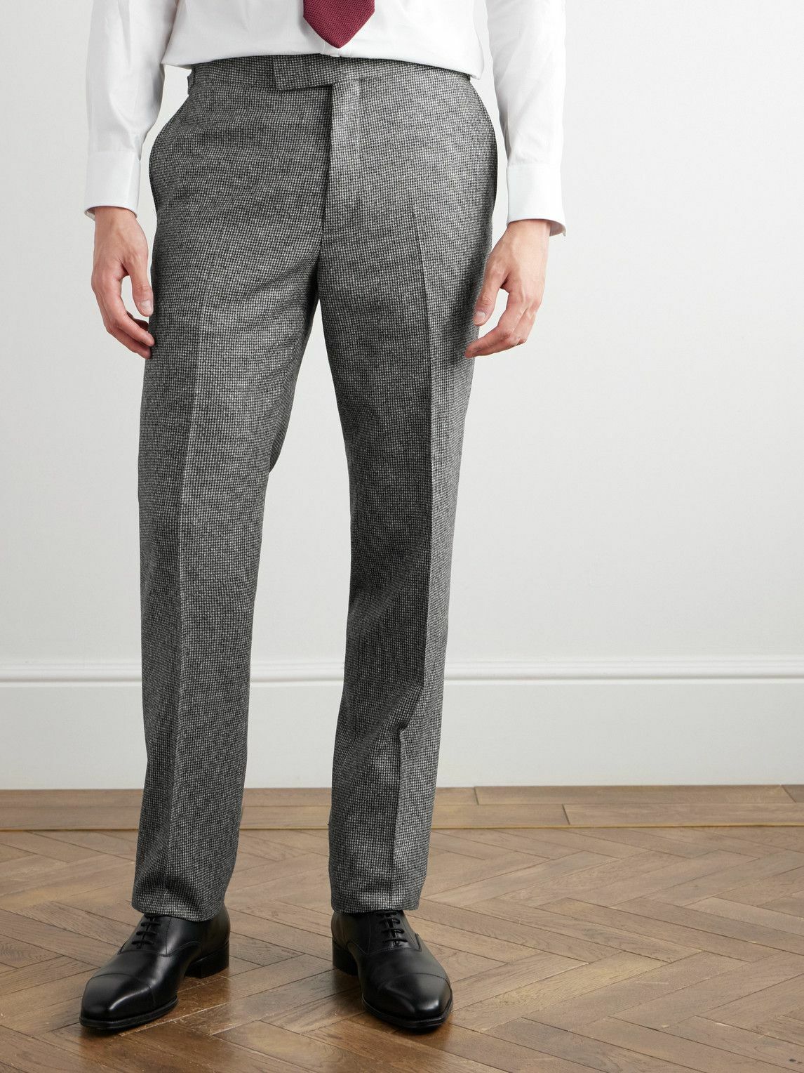 Kingsman - Slim-Fit Straight-Leg Houndstooth Wool Suit Trousers - Gray