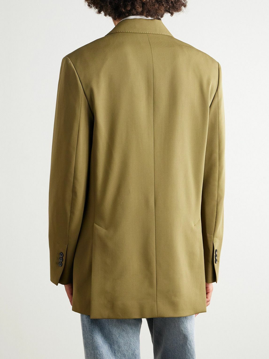 AMI PARIS - Double-Breasted Wool-Tricotine Blazer - Green