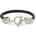 Alexander McQueen - Silver-Tone and Leather Bracelet - Black