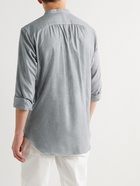 Anderson & Sheppard - Collarless Cotton and Cashmere-Blend Shirt - Gray