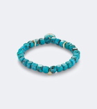 Sydney Evan 14kt gold beaded bracelet with tuquoise and diamonds