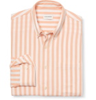 Club Monaco - Button-Down Collar Striped Waffle-Knit Cotton Shirt - Orange