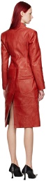 Acne Studios Red Pinched Seams Leather Coat