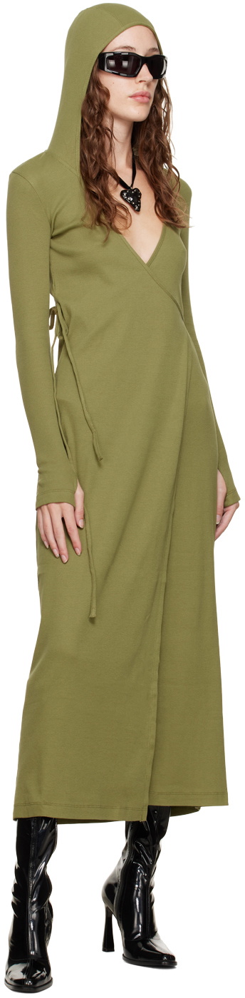Marine Serre Green Hooded Midi Dress Marine Serre