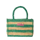 MC2 Saint Barth Colette Raffia Handbag With White And Green Stripes