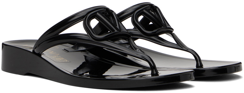 Valentino Garavani Black VLogo Signature Rubber Thong Sandals Valentino  Garavani